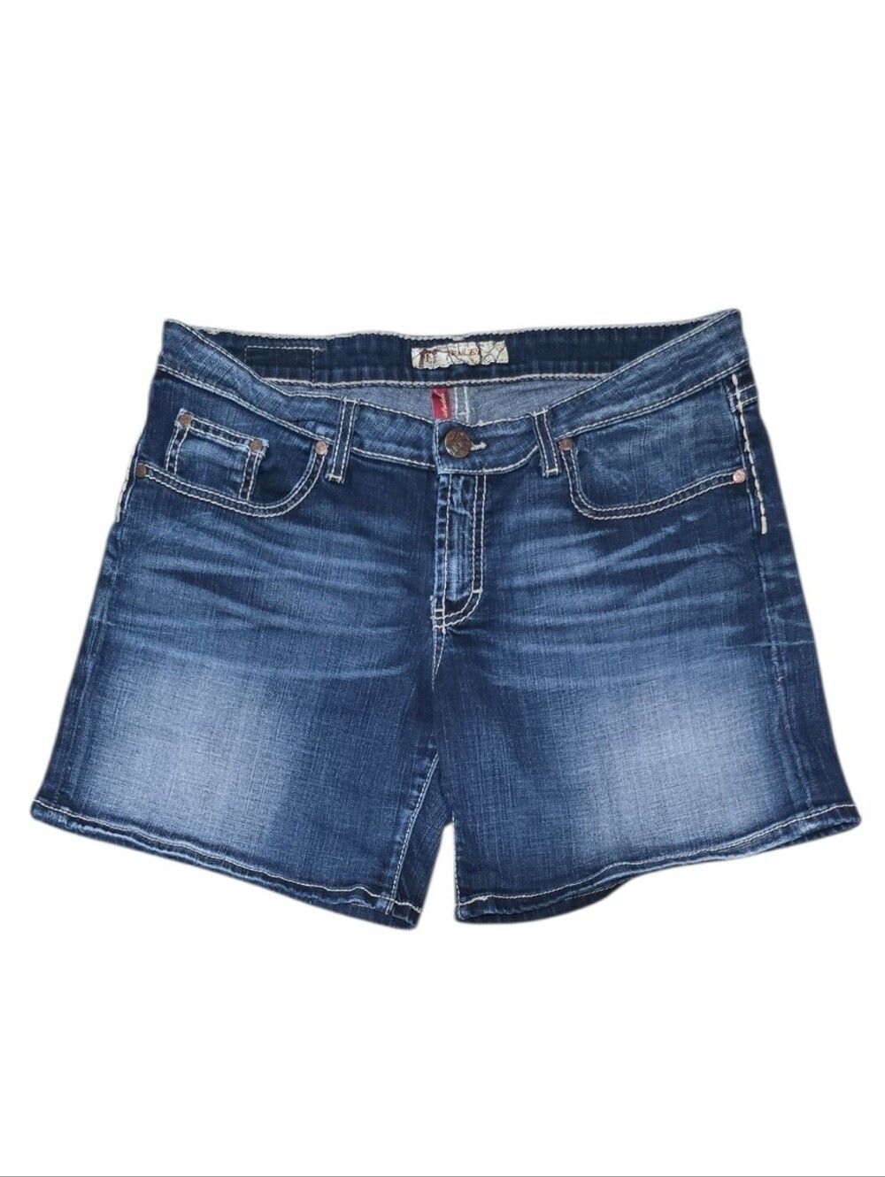 BKE Women’s 'Tenley' Blue Washed Contrast /Thick Stitch Denim Shorts Size 31